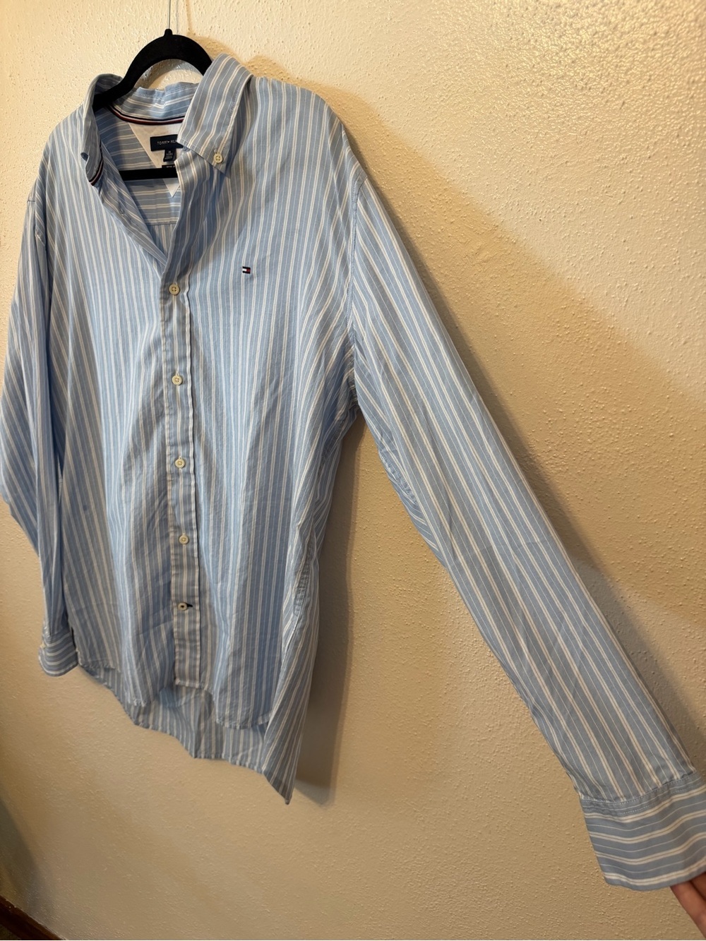 Tommy Hilfiger Light Blue and White Striped Button-Down Shirt - Picture 4 of 11